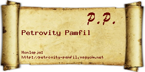 Petrovity Pamfil névjegykártya